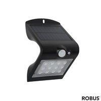 Robus SOL 1.5W Solar LED Wall light with PIR IP65 Black 4000K