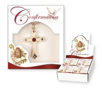 Necklet/Pearl Cross - Ruby Stone   (F6508/RUBY)