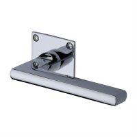 BAU2910-PC - Heritage Brass Door Handle Lever Latch on Square Rose Trident Design Polished Chrome Finish