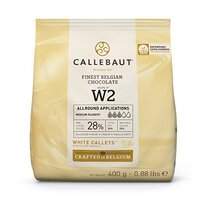 a white bag of barry callebaut white chocolate callets
