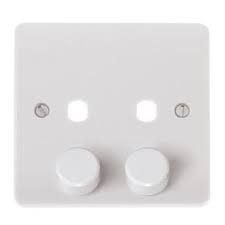 Sline 2G Dimmer Plate + Knobs White SLDP/2