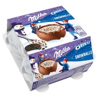 Milka milk chocolate snowballs with Oreo cr�me filling in 4 pack 20x112g