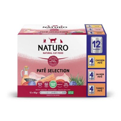 Naturo Cat Adult GF Pate Selection Mix Pouches 85g x 12