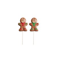 Decorated solid milk gingerbread person lollies in display - 24 x 30g