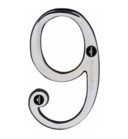 C1560-9-PC - Heritage Brass Numeral 9 Face Fix 76mm (3") Polished Chrome Finish