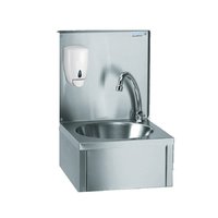 Tournus Wash Hand Basin Knee Operated with Mixer Tap, Upstand and Soap Dispenser