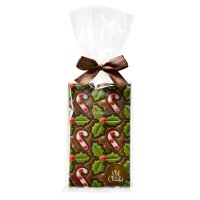 Decorated milk choc bar with candy canes in cello bag - 8 x 150g