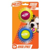 Nerf Dog Rubber Squeak Tennis Armor 2.5in 2pk Yellow/Pink and Blue/Green 1x2