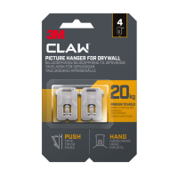 3M CLAW 3PH20-4UKN Drywall Picture Hanger 20kg 4pk