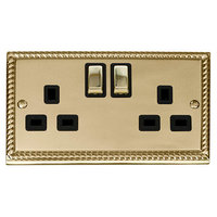 Georgian Brass CLICKGCBR536BK 13A 2G SW Socket