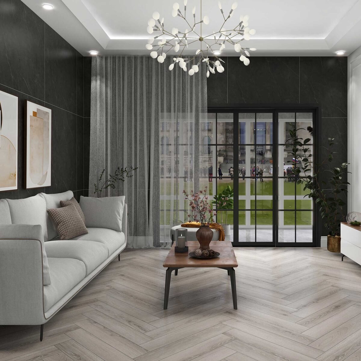 DECOHB9908 Decora Herringbone - Lunar Grey 8mm, AC4 - Price Per Sq. Yard.