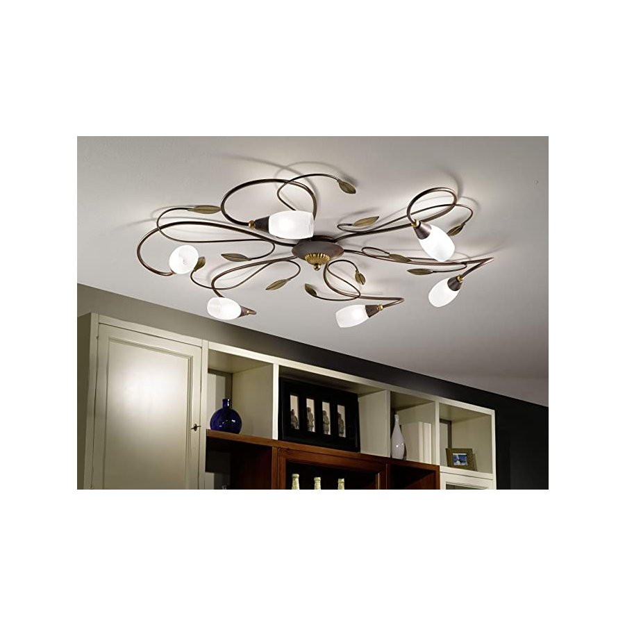 Eglo Gerbera Antique Brown Flush Ceiling Light