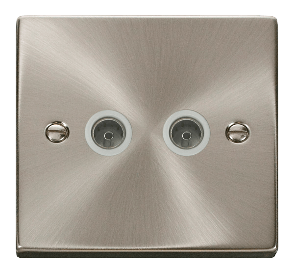Click Deco 2G TV Socket Satin Chrome White Insert VPSC066WH