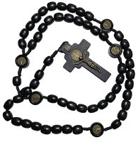 Wood Corded St.Benedict Rosary/Black  (60481)