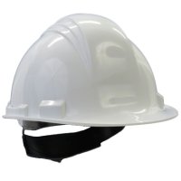 Hard Hat, White w/4 Point Nylon Ratchet, Peak Rain Trough, Suspension HDPE