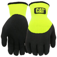 Cat Hi-Vis String Knit Latex Lined Glove Flock Lined For Warmth S.9 Large