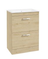 CORTA FLOORSTANDING 60CM TWO DRAWER UNIT HONEY OAK-CHROME HANDLES