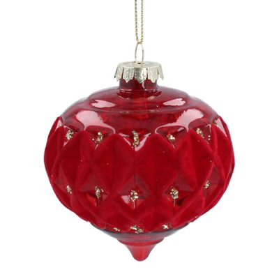 Red Faceted Glass Ogee Bauble