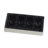 THS Packing - 8 choc silver base, black vac tray and clear lid x 25pcs