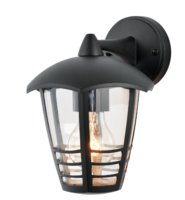 PERDITA DC CURVED ALUMINIUM BLACK 6-SIDED WALL LANTERN