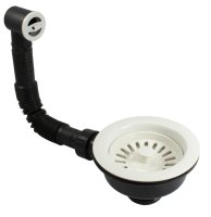 1 1/2" Basket Strainer Waste White 201698