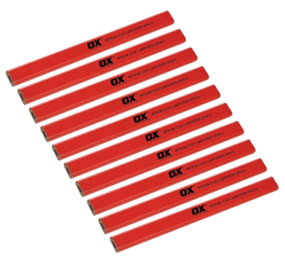 OX Trade Medium Lead Carpenters Pencils Red (Pack of 10) OX-T022910