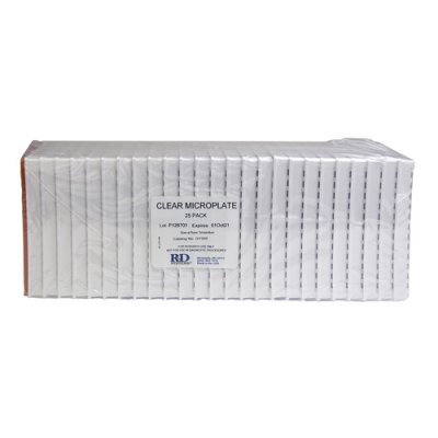 Microplates, Clear, High Binding, Flat Bottom, Polystyrene, 360 &micro;L/well, 12x8 Well Strips, 25 Pack