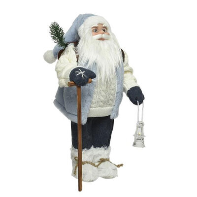 Standing Santa with Blue Fur Trim - 90cm