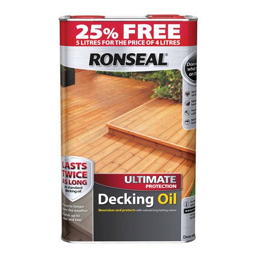 Buy Ronseal Ultimate Protection Decking Oil Natural Pine 4L + 25