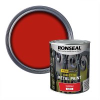 Ronseal Direct to Metal Paint Chilli Red Gloss Tin & Swatch