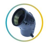 Radius Systems Elbow Black Electrofusion 63x45 Degree 16BAR WATER/10BAR GAS PE100 40V 4.0PIN WA3316