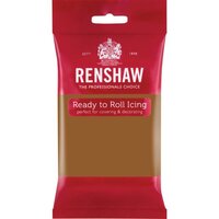 red packet of renshaw ready to roll icing fondant teddy bear brown