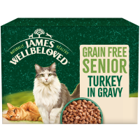 James Wellbeloved Senior Cat Grain Free Turkey in Gravy Pouches 12x85gm DS49C