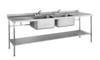 Double Bowl Sink 1800mm x 600mm x 900mm Double Drainer 400mm x 400mm x 900mm Bowls