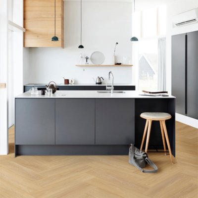 Elka Rigid Vinyl Herringbone Flooring - Tucker Oak Beige 0.794m2