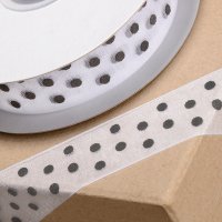 Organza Ribbon White & Black Spots - 23mm x 25m