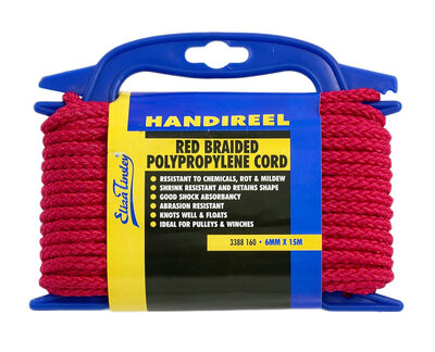 Eliza Tinsley Red Braided Polypropylene Cord 6mm x 15m 3388160