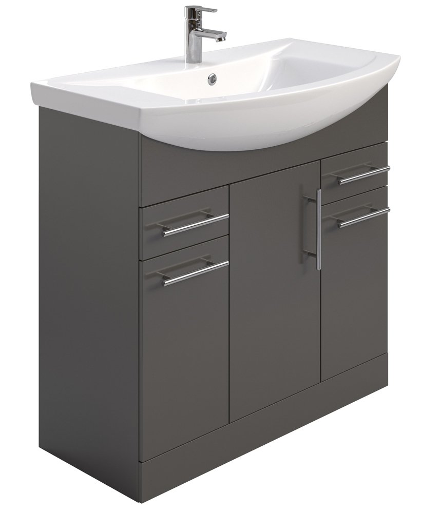 BELMONT GLOSS GREY 85CM VANITY UNIT