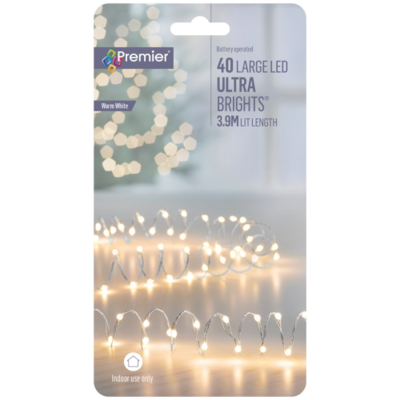 Premier 40 Large LED Battery Operated Ultrabrights - Warm White