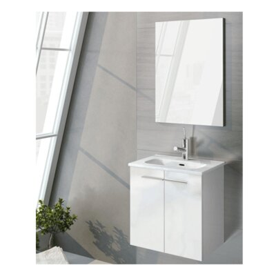 Paris 50cm Wall Hung Vanity Unit, Basin & Mirror 50cm white