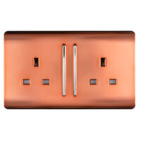 TRENDI 2 GANG 13AMP SWITCHED SOCKET COPPER