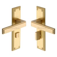 ATL5730-SB - Heritage Brass Door Handle for Bathroom Atlantis Design Satin Brass Finish