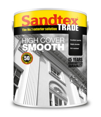 Sandtex High Cover Smooth Masonry Paint Brilliant White 5L