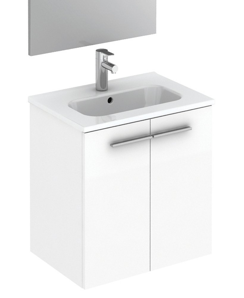 PARIS 50CM GLOSS WHITE WALL HUNG 2 DOOR VANITY UNIT
