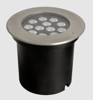 KINGLET 12x1.1W LED In-ground Light, IP67, 3000K, Die-cast Aluminium Body, Brushed Chrome