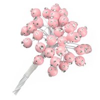 Pearls With Diamante On Stem Pink - Dia 10mm