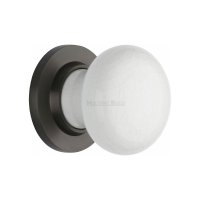 7010-MB - White Crackle Knob With Matt Bronze Base
