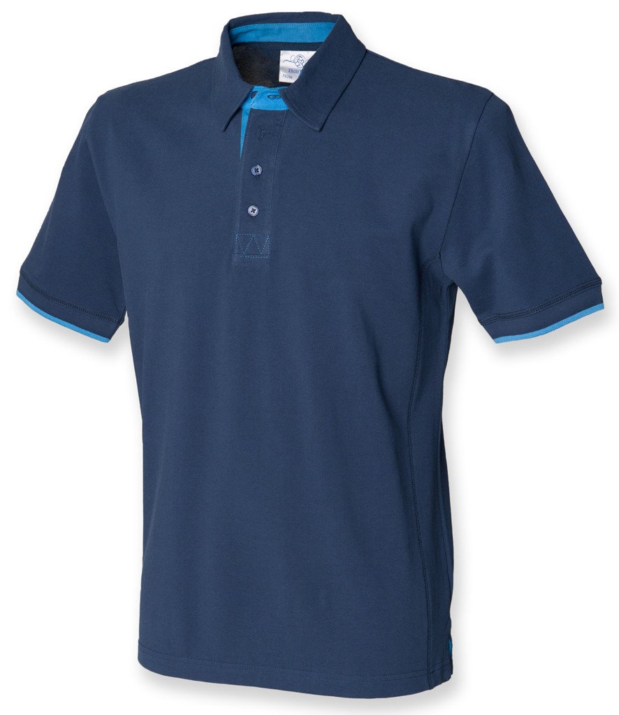FRONT ROW CONTRAST COTTON PIQUE POLO SHIRT 