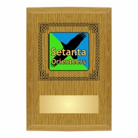 10cm Foil Blocked Oak Plaque with Custom Deca