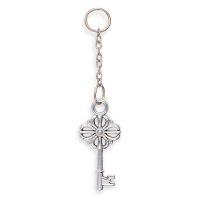 Metal Charm Key Shape Silver 30 x 13mm